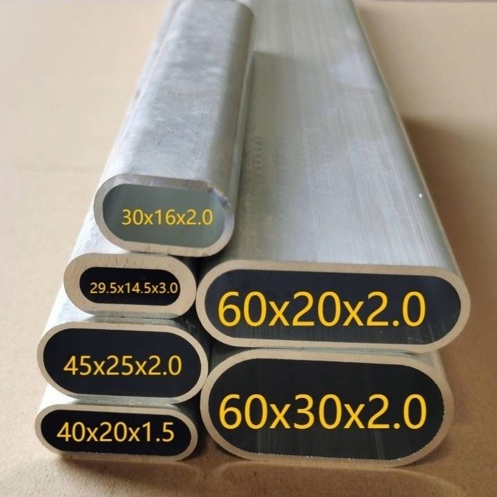 Oval aluminum tubes with size labels on the exposed cross-sections