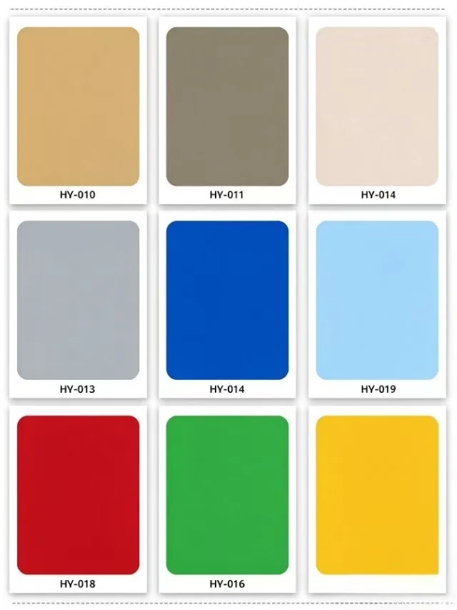 Supplied solid-color finish chart 1 with original printed reference codes