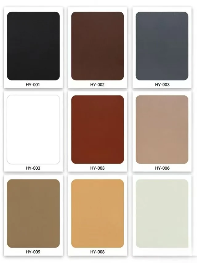 Supplied solid-color finish chart 2 with original printed reference codes